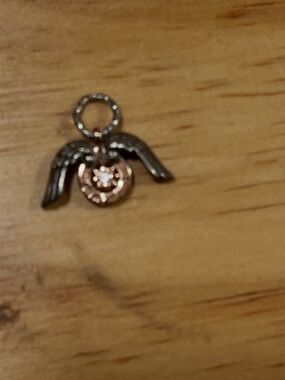 Angel Wing Heart Pendant Charm in Rose Gold and Silver